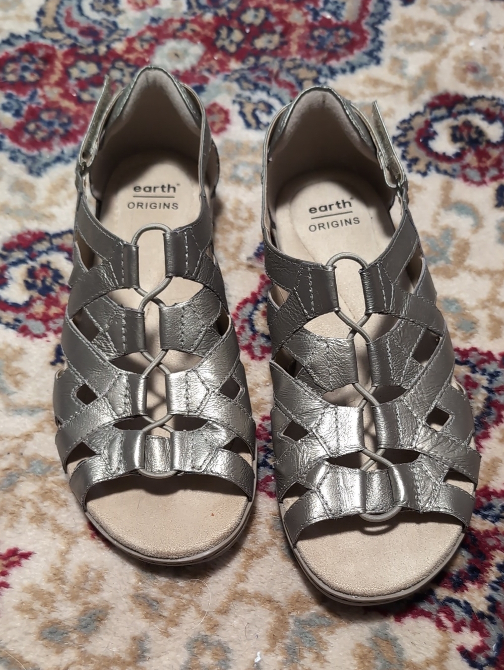 Earth Origins Metallic Leather Gladiator Sandals